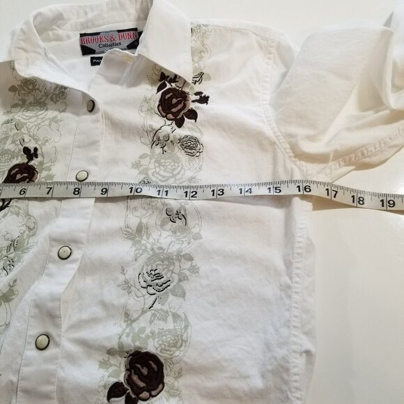 Brooks And Dunn Panhandle Slim Shirt Womens XS Long Sleeve Floral Embroidered Pe - Picture 12 of 15